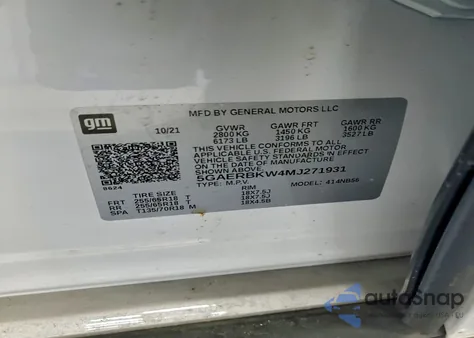 2021 Buick Enclave Essence z USA, uszkodzony, nr VIN 5GAERBKW4MJ271931